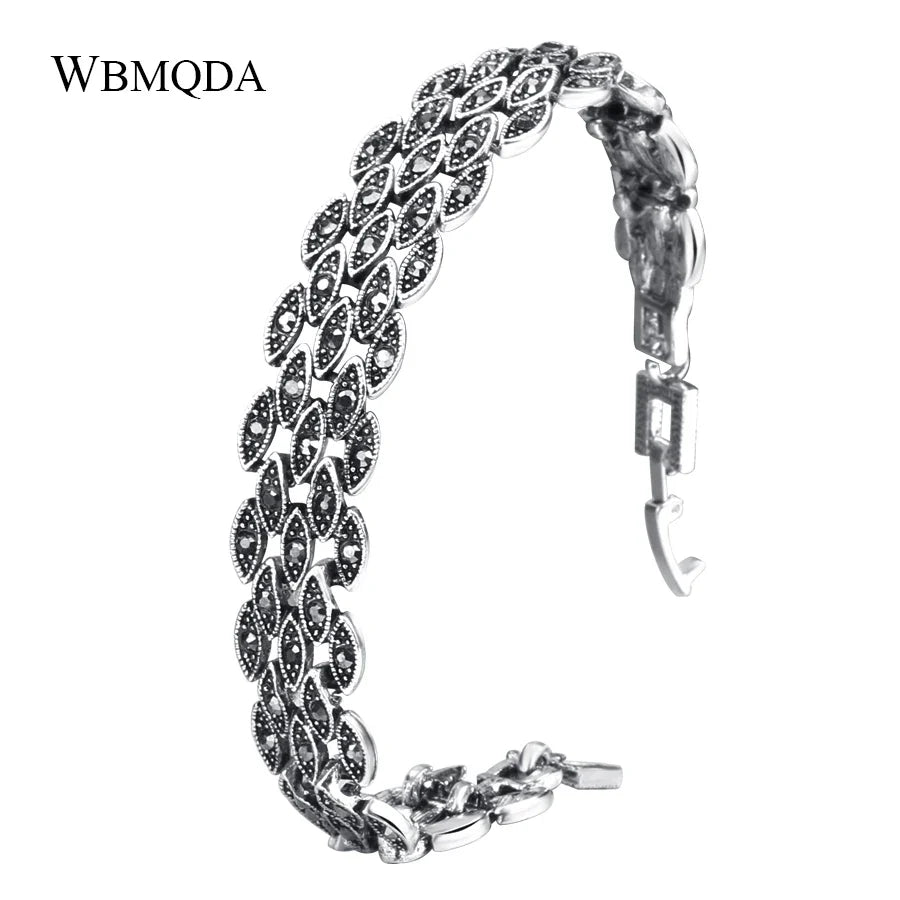 Vintage Black Crystal Eyes Bracelets For Women Accessories Unique Summer Silver Plated Bracelet Fashion Jewelry Free Shipping