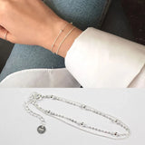 F.I.N.S 925 Sterling Silver Fashion Women's Bracelet Double Layer Beads Charm Bracelet For Women Girls Friendship Bracelets