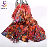 [BYSIFA] New Luxury Pure Silk Scarf Shawl Women Spring Autumn Long Scarves Ladies Brand 100% Silk Neck Scarf Foulard 175*52cm