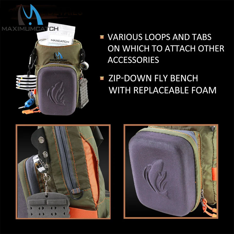 Maximumcatch Fly Fishing Chest Bag With Molded Fly Bench Fishing Tackle Pack