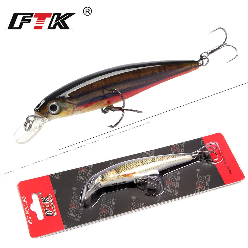 FTK Fishing Lure 1 pc  Bass Lure 100mm/12g Floating Hook Accessories Sinking Wobblers Hard Lure 3D Eye Fishlike Slow Floater HF