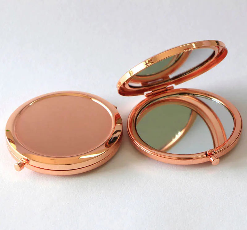 High quality Plain Rose Gold Double Sided Travel Compact Mirror Dia 70mm/2.75inch