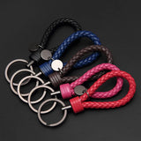 Handmade Braid Real Sheepskin Leather Woven Rope Keychain Wrist Rope Couple Key Chain Llavero Key Ring Key Holder Car Pendant