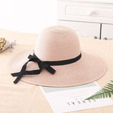 2018summer straw hat women big wide brim beach hat sun hat foldable sun block UV protection panama hat bone