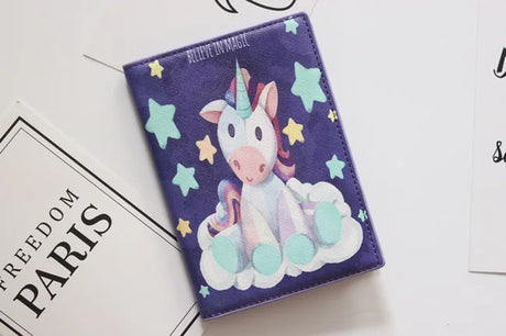 Cute Unicorn Girls Travel Abroad Passport Protection Set Waterproof  Passport Holder Card Wallet