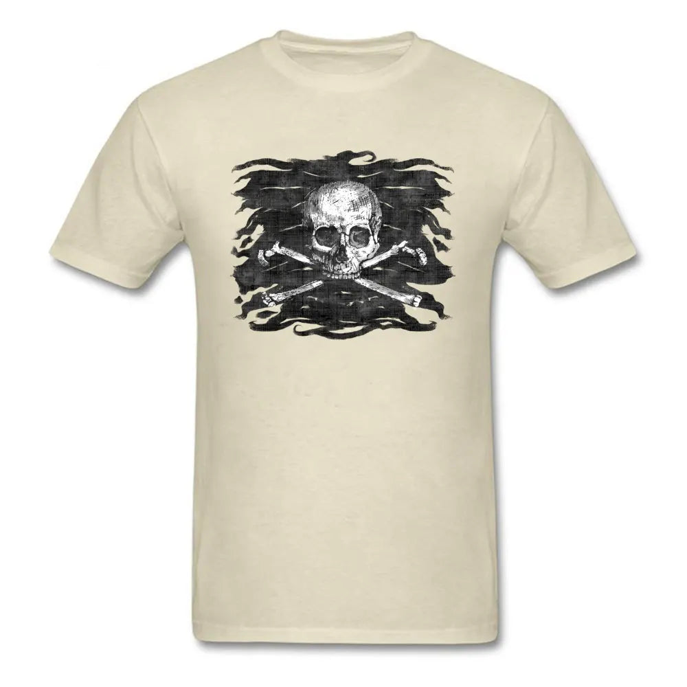 Old Skull T-shirt Men Black Crossbones T Shirt Popular Pirate Flag Print Clothes Summer Funky Streetwear Punk Skulls Tops Tees