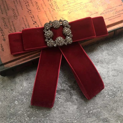 free shipping fashion Female woman 2017Korean black velvet handmade retro square diamond bow brooch cute lady corsage decorative