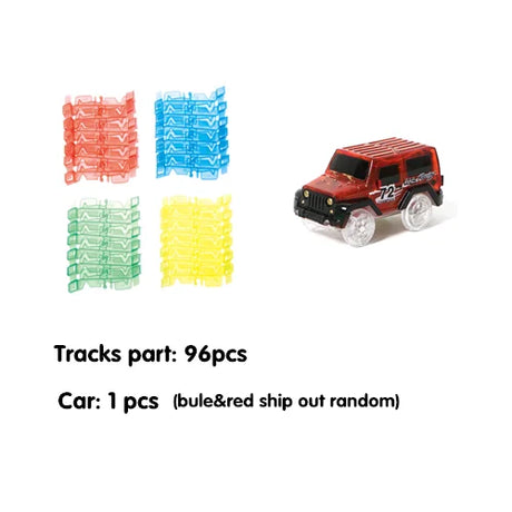 240pcs Race Track Car Glowing flexible soft Bend track with led lighting rail car,puzzle educational DIY assembly toys for boy