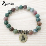 Ruberthen 2017 Designer Men`s Bracelet High Quality Fancy Beads Ohm Lotus  Charm Bracelet Mala Yoga Jewelry Drop Shipping