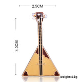 FUNMOR Red Enamel Guitar Balalaika Shape Brooch Musical Instrument Corsage Women Men Concert Banquet Jewelry Musician Lapel Pins