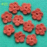 100 Colorfull Handmade Cotton Crochet Flowers, quilt scrapbooking DIY 3D craft knitted fabric flower applique clothes decoration