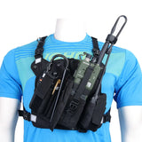 ABBREE Walkie Talkie Accessories Chest Harness Front Pack Pouch Holster Vest Rig for Ham Two Way Radio ( Rescue) ( Reflective)