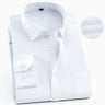 Mens Classic Standard-fit Long-sleeve Dress Shirt with Contrast Button-Front Placket Striped /twill Formal Business Basic Shirts