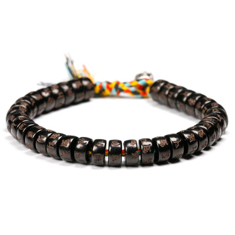 Tibetan buddhist Hand Braided Cotton thread Bracelet Women Men Natural Coconut shell beads Carved OM Mani Padme Hum Jewelry