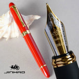 IRAURITA FOUNTAIN PEN JINHAO X450 DARK GREEN AND GOLDEN 18 KGP 0.7mm BROAD NIB FULL METAL BLUE RED 21 COLORS AND INK JINHAO 450