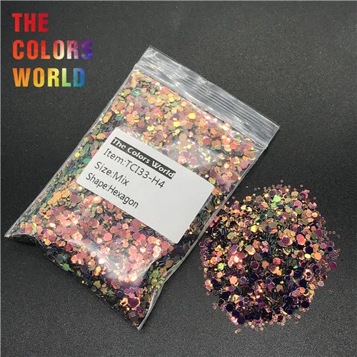 TCT-237 Hexagon Shape Mix Size Nails Glitter Nail Art Decoration Body Glitter Gel Makeup Henna Makeup Handwork DIY Accessoires