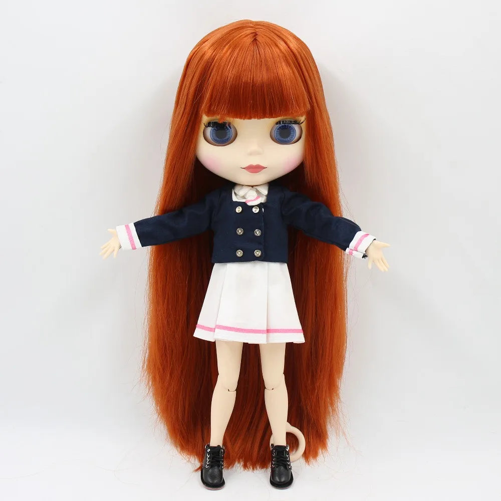 ICY DBS Blyth Doll 1/6 bjd toy 30cm red brown Hair white skin joint body matte face girl gift ob24 anime doll