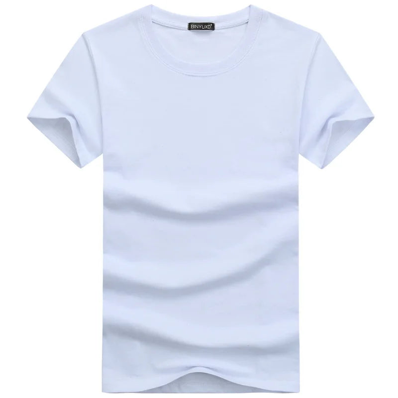 Casual Style Plain Solid Color Men's T-shirts Cotton Navy Blue Regular Fit T-shirts Summer Tops Tee Shirts Man Clothing 5XL