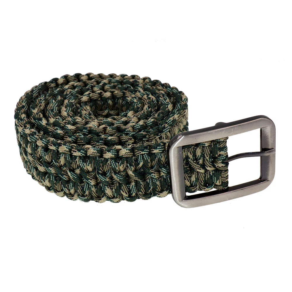 Tactical 550 Paracord Parachute Cord Waist Belt Survival Woven Belt Camping Hunting Hiking Survival Emergency With Metal Buckle