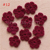 100 Colorfull Handmade Cotton Crochet Flowers, quilt scrapbooking DIY 3D craft knitted fabric flower applique clothes decoration