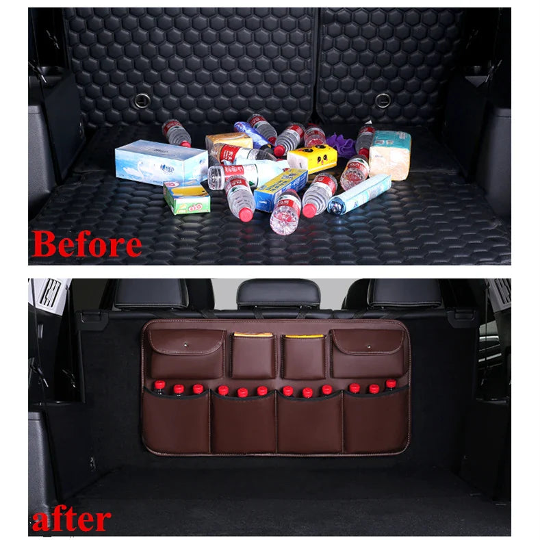 Car Rear Seat Back Storage Bag Multi Hanging Nets Pocket Trunk Organizer Auto Stowing Tidying Interior Accessories Supplies