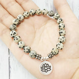 Ruberthen New Arrival Design Dalmatian Natural Stone Bracelet Men`s Wrist Mala Beads Jewelry Solar Plexus Bracelet