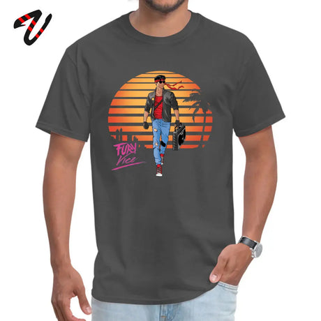 Faddish Kung Fury Vice Classic Lazy Sleeve T-Shirt Thanksgiving Day O-Neck Pure Java Tops T Shirt for Men Tee-Shirt Funny