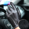 Long Keeper Fashion Black PU Leather Gloves Male Thin Style Driving Leather Men Gloves Non-Slip Full Fingers Palm Touchscreen