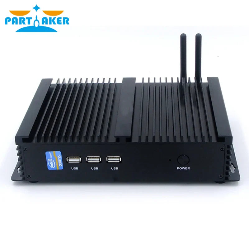 Partaker I3 Rugged Fanless Barebone Mini PC Core i3 i5  Windows 10  ITX Case Embedded Industrial Computer 1 LAN 1 VGA 2 COM