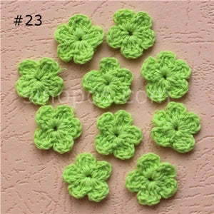 100 Colorfull Handmade Cotton Crochet Flowers, quilt scrapbooking DIY 3D craft knitted fabric flower applique clothes decoration