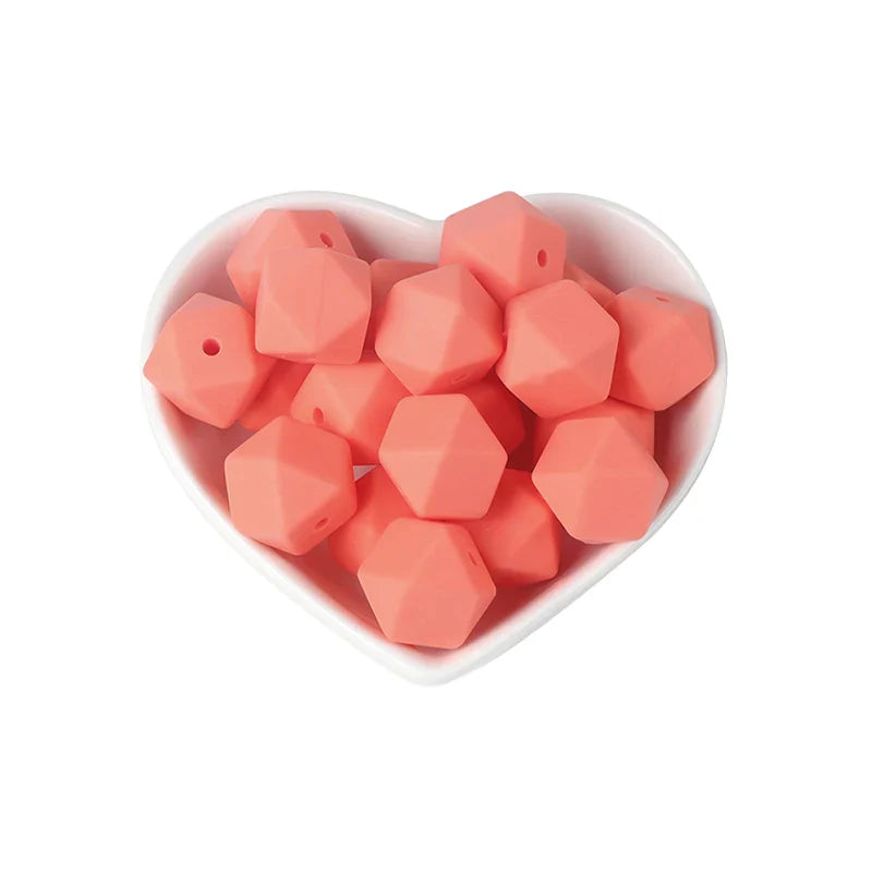 Joepada 100Pcs 14mm Hexagon Silicone Beads Food grade Baby Teething Beads DIY Baby Teething Necklace Accessories Baby Teether