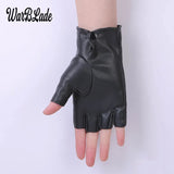 WarBLade Fashion Women Fingerless Gloves Breathable Soft Leather Gloves for Dance Party Show Women Black Half Finger Mittens