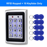 RFID Metal Access Control Keypad Waterproof Rainproof Cover Outdoor Door Opener Electronic Lock System 10pcs EM4100 Keychains