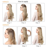 Synthetic Hair Extension No Clip Natural Hair Piece Ombre Fake False One Piece Straight Hairpiece Blonde For Women