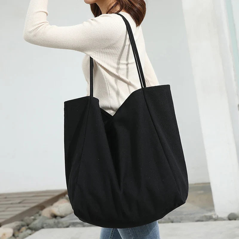 Women Big Canvas Shopping Bag Reusable Soild Extra Large Tote Grocery Handbag Eco Shopper Shoulder Bags Ladies Thick Cloth Purse