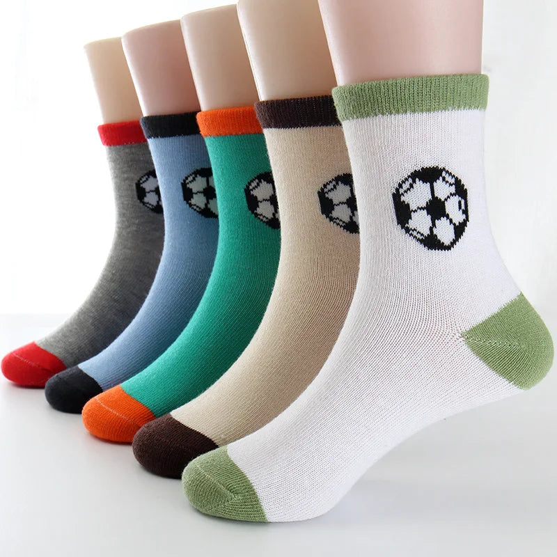 CHILDREN WIT Spring&Autumn Children Socks Cotton Football Student Boys Girls socks 3-12 Year Kids Socks 5 Pairs / Lot