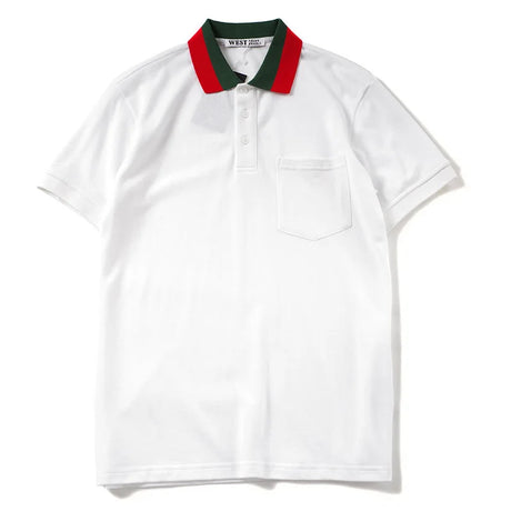 High New Novelty 2023 Embroidered Green Red stripe Collar Fashion Casual Polo Shirts Shirt Skateboard Cotton Polos Top Tee L25