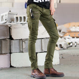 Green Black Denim Biker jeans Mens Skinny 2024 Runway Distressed slim elastic jeans homme hiphop Washed cargo pants