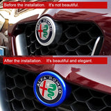 QHCP ABS Car Front/Rear Emblem Decorative Frame Sticker Trims Carbon Fiber Style Black For Alfa Romeo Giulia Stelvio Car Styling