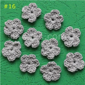 100 Colorfull Handmade Cotton Crochet Flowers, quilt scrapbooking DIY 3D craft knitted fabric flower applique clothes decoration