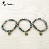 Ruberthen 2017 Designer Men`s Bracelet High Quality Fancy Beads Ohm Lotus  Charm Bracelet Mala Yoga Jewelry Drop Shipping