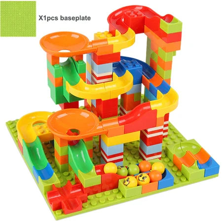 New Marble Race Run Block Small Size Building Construction Blocks Set Plastic Funnel Slide DIY Assembly Bricks Toys For Children