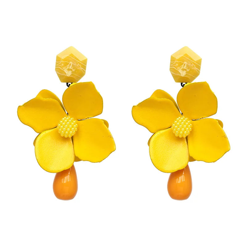 New Design Fashion Bohemin Flowers Drop Earrings Trendy Statement ZA Dangle Earrings For Women Brand Pendientes Jewelry Bijoux