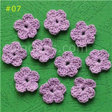 100 Colorfull Handmade Cotton Crochet Flowers, quilt scrapbooking DIY 3D craft knitted fabric flower applique clothes decoration