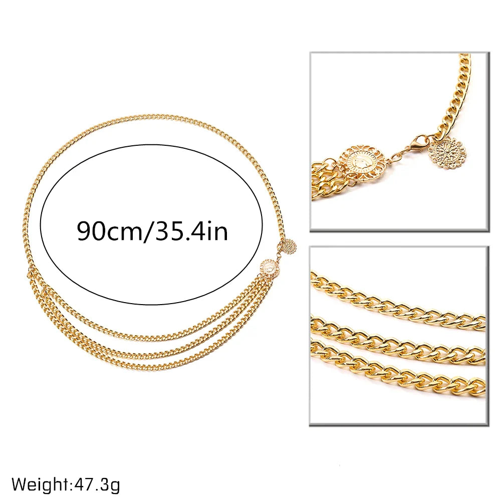 Sexy Bikini Beach Multilayer Waist Belt Chain Long Tassel Coin Pendant Harness Belly Chains for Women Waistbands Body Jewelry