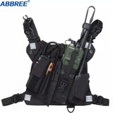 ABBREE Walkie Talkie Accessories Chest Harness Front Pack Pouch Holster Vest Rig for Ham Two Way Radio ( Rescue) ( Reflective)