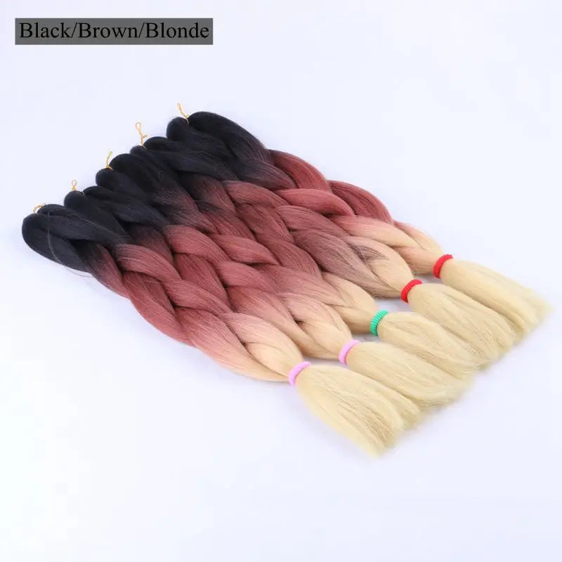 Luxury ForBraiding 3pcs bulk buy Henlon 24inch 60cm Folded Two Three Tone Color Ombre Braiding Synthetic Jumbo Braids