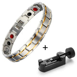 Rainso Men’s Bracelet Homme With Magnet Stainless Steel Bracelet Viking 4in1 Bio Energy Health Jewelry