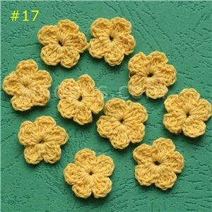 100 Colorfull Handmade Cotton Crochet Flowers, quilt scrapbooking DIY 3D craft knitted fabric flower applique clothes decoration