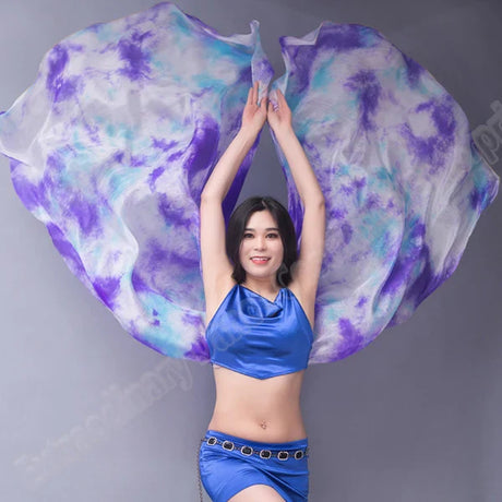 New 100% Veils Light Silk Belly Dance Hand Thrown Scarf Shawl Veil Silk 200cm 250cm 270cm Kids Adults Stage Performance 13 Color